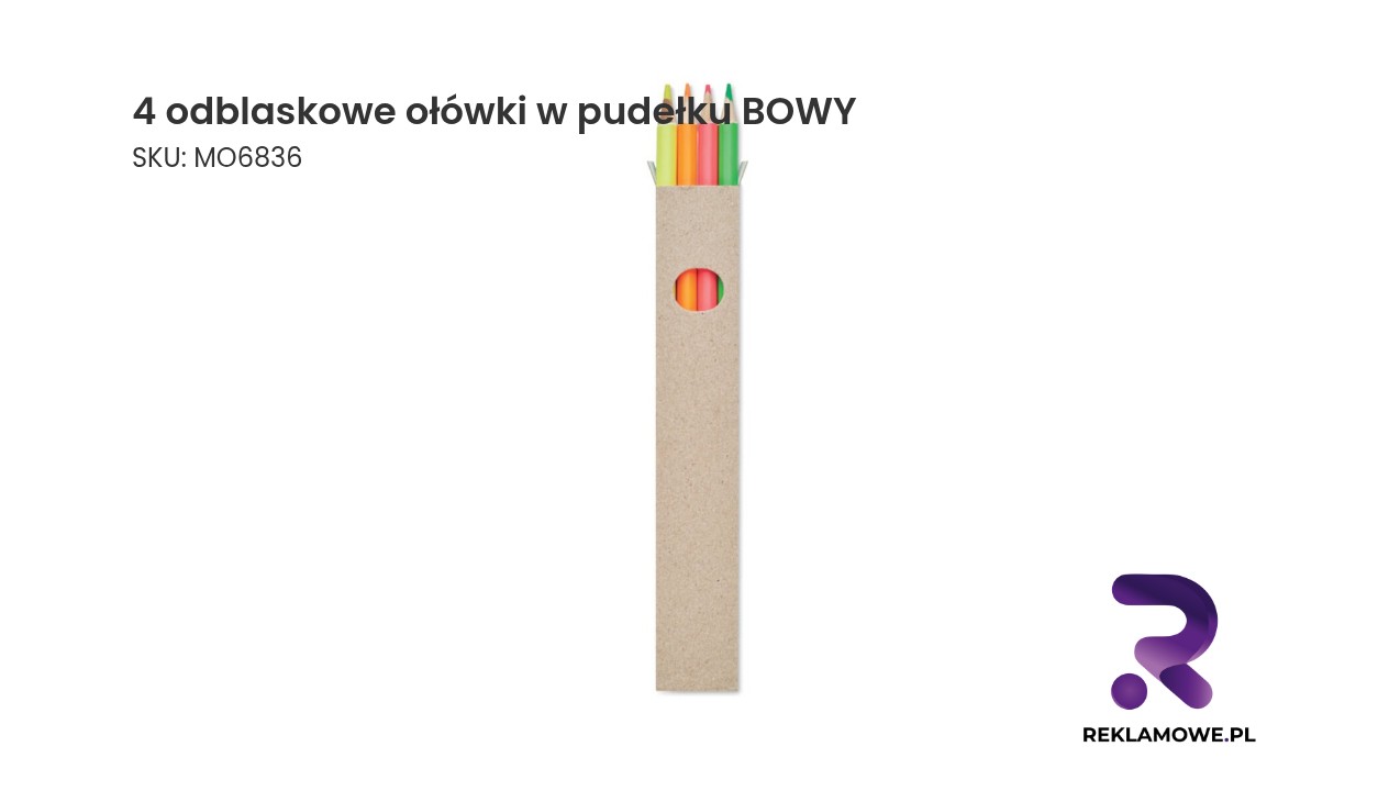 Zestaw czterech odblaskowych ołówków w pudełku BOWY